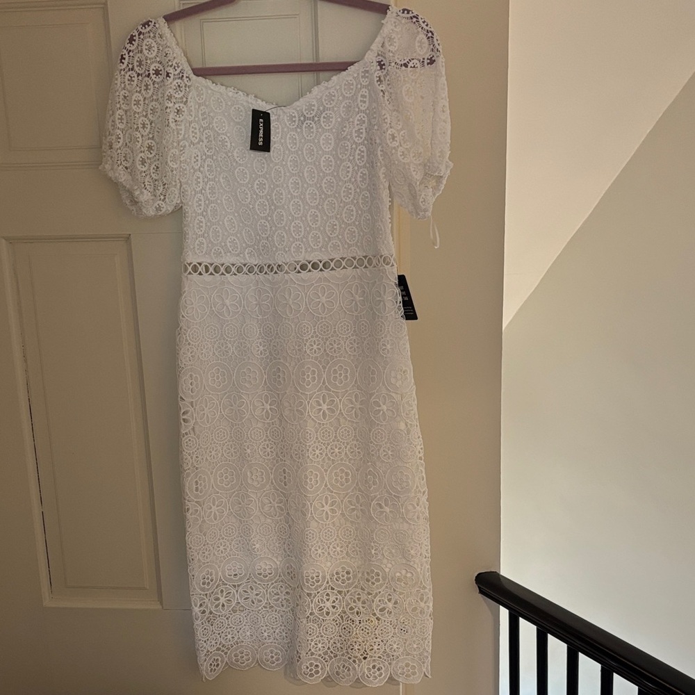 Express White Lace Midi Dress